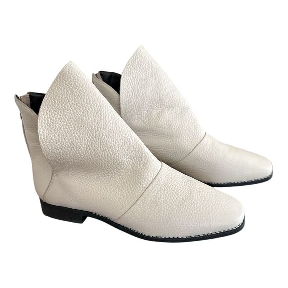 GOLO Scrunch Leather Bootie Back Zip Draped Ankle Boots Size 8 Womens White - Picture 4 of 12